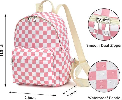 Mini Backpack Purse Fashion Small Backpack Casual Daypack for Women Girls School Travel (Checkered Pink) in Kuwait