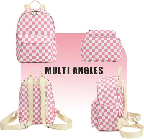 Mini Backpack Purse Fashion Small Backpack Casual Daypack for Women Girls School Travel (Checkered Pink) in Kuwait