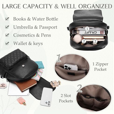 VX VONXURY Backpack Purse for Women Fashion Anti-Theft PU Leather Backpack Shoulder Bag Convertible 2 Ways for Travel Work,Black in Kuwait