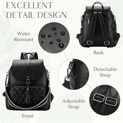 VX VONXURY Backpack Purse for Women Fashion Anti-Theft PU Leather Backpack Shoulder Bag Convertible 2 Ways for Travel Work,Black in Kuwait