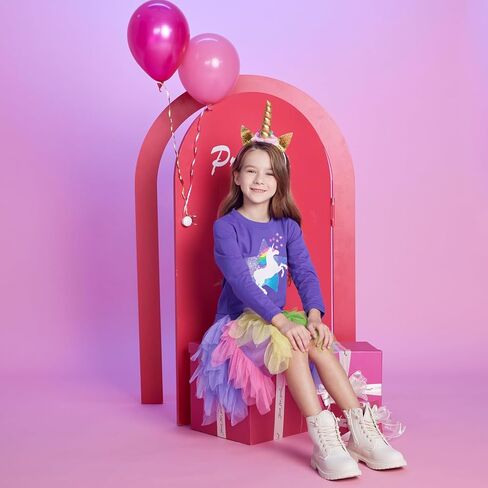 سويت شيرت للفتيات الصغيرات من VIKITA فستان توتو ناعم من القطن بأكمام طويلة للحفلات من التول للأعمار من 2 إلى 8 سنوات in Kuwait