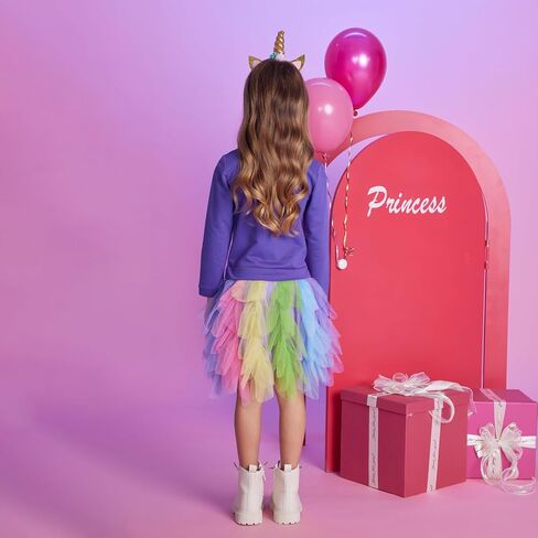 سويت شيرت للفتيات الصغيرات من VIKITA فستان توتو ناعم من القطن بأكمام طويلة للحفلات من التول للأعمار من 2 إلى 8 سنوات in Kuwait