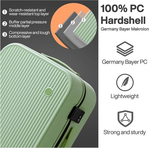 mixi 26 Inch Large Checked Luggage PC Hardshell Suitcases with Wheels for Travel Woman Men, Smoke White in Kuwait