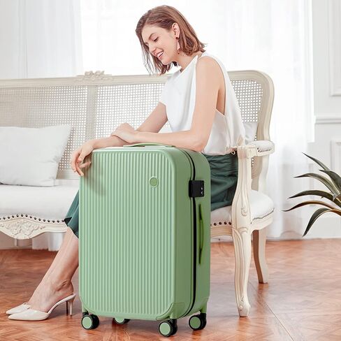 mixi 26 Inch Large Checked Luggage PC Hardshell Suitcases with Wheels for Travel Woman Men, Smoke White in Kuwait