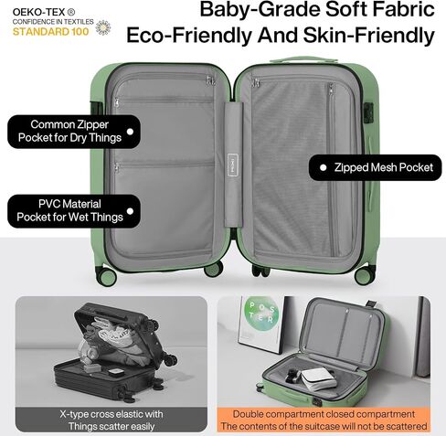 mixi 26 Inch Large Checked Luggage PC Hardshell Suitcases with Wheels for Travel Woman Men, Smoke White in Kuwait