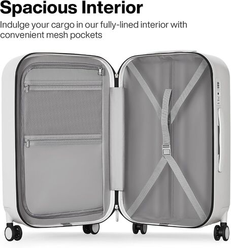 mixi 26 Inch Large Checked Luggage PC Hardshell Suitcases with Wheels for Travel Woman Men, Smoke White in Kuwait