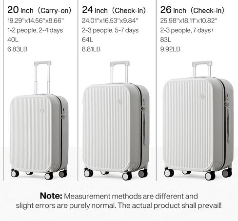 mixi 26 Inch Large Checked Luggage PC Hardshell Suitcases with Wheels for Travel Woman Men, Smoke White in Kuwait