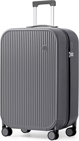 mixi 26 Inch Large Checked Luggage PC Hardshell Suitcases with Wheels for Travel Woman Men, Smoke White in Kuwait
