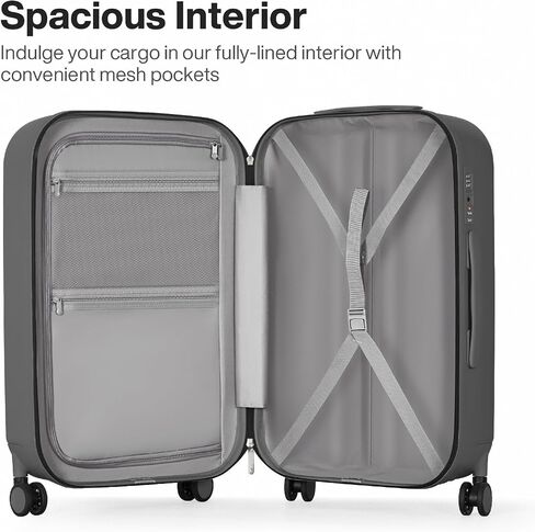 mixi 26 Inch Large Checked Luggage PC Hardshell Suitcases with Wheels for Travel Woman Men, Smoke White in Kuwait