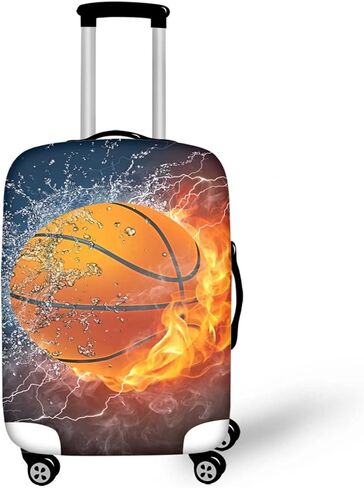Biyejit Fire Water Basketball Travel Suitcase Cover Elastic Luggage Case Dust Cover Anti-scratch Luggage Cover for 18-32 Inch Suitcase Essential Accessories in Kuwait