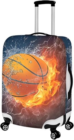 Biyejit Fire Water Basketball Travel Suitcase Cover Elastic Luggage Case Dust Cover Anti-scratch Luggage Cover for 18-32 Inch Suitcase Essential Accessories in Kuwait