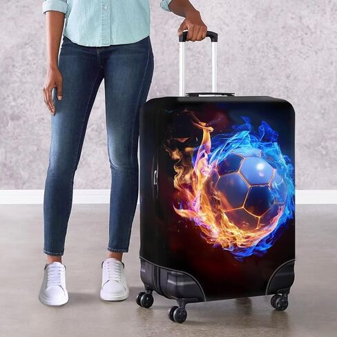 Biyejit Fire Water Basketball Travel Suitcase Cover Elastic Luggage Case Dust Cover Anti-scratch Luggage Cover for 18-32 Inch Suitcase Essential Accessories in Kuwait