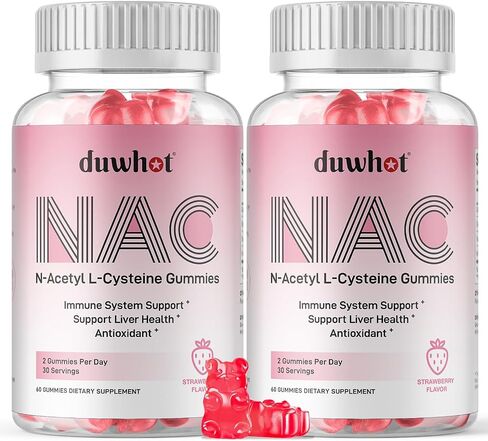 NAC Gummies 600mg, N Acetyl Cysteine Supplement NAC Chewable for Antioxidants & Immune Support, Lung & Liver Health, Natural Strawberry Flavor, 60ct in Kuwait
