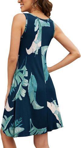 BEUFRI Tie Dye Dresses for Women Summer Beach Sleeveless Sundress Pockets Swing Casual Loose Tshirt Dress M in Kuwait