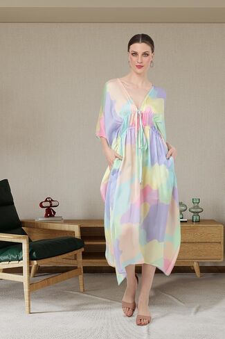 Miss Lavish London Kaftan Dresses - Long Caftan for Women with Pockets - Holiday Dress Loungewear & Beach Ready Cover-Ups in Saudi Arabia