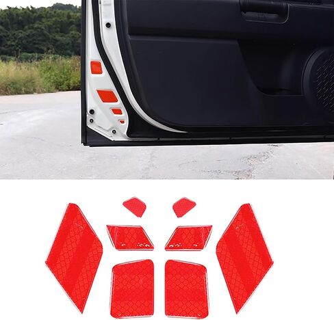 8 PCS Safety Warning Logos Anti-Collision Stickers for Toyota FJ Curiser, Car Door Reflective Safety Stickers, Car Anti-Scratch Decorative Protection Body Articles, Car Safety (Red) in Saudi Arabia