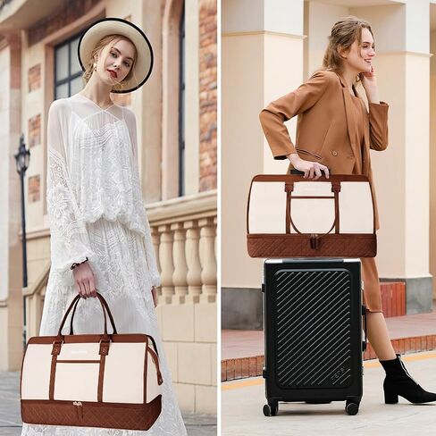 BOLOSTA Weekender Bags for Women with Shoe Compartment & Wet Pocket, Large Carry on Overnight Bags with Toiletry Bag, Personal Item Travel Duffle Tote Bag for Travel, Gym, Business (Brown) in Saudi Arabia