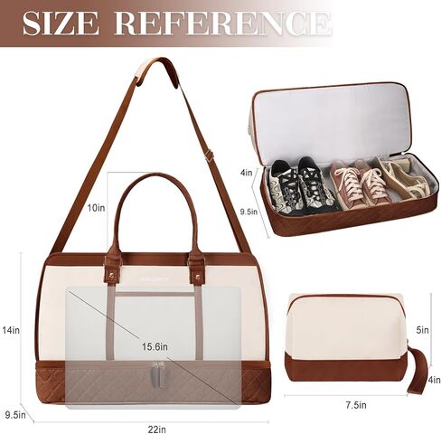 BOLOSTA Weekender Bags for Women with Shoe Compartment & Wet Pocket, Large Carry on Overnight Bags with Toiletry Bag, Personal Item Travel Duffle Tote Bag for Travel, Gym, Business (Brown) in Saudi Arabia