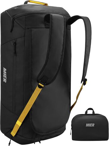 MIER Foldable Travel Duffle Backpack Lightweight Large Duffel Bag with Shoes Compartment for Traveling Camping Hiking Weekender for Men Women Water & Wear Resistant, 60L, Black in Saudi Arabia