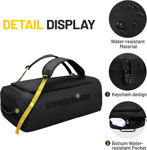 MIER Foldable Travel Duffle Backpack Lightweight Large Duffel Bag with Shoes Compartment for Traveling Camping Hiking Weekender for Men Women Water & Wear Resistant, 60L, Black in Saudi Arabia