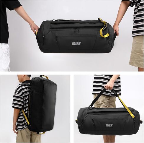 MIER Foldable Travel Duffle Backpack Lightweight Large Duffel Bag with Shoes Compartment for Traveling Camping Hiking Weekender for Men Women Water & Wear Resistant, 60L, Black in Saudi Arabia