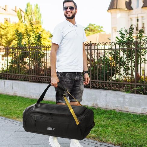 MIER Foldable Travel Duffle Backpack Lightweight Large Duffel Bag with Shoes Compartment for Traveling Camping Hiking Weekender for Men Women Water & Wear Resistant, 60L, Black in Saudi Arabia