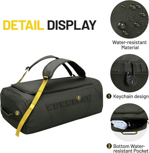 حقيبة ظهر MIER قابلة للطي للسفر وخفيفة الوزن وحقيبة كبيرة من القماش الخشن مع حجرة أحذية للسفر والتخييم والمشي لمسافات طويلة وعطلة نهاية الأسبوع للرجال والنساء ومقاومة للماء والتآكل، 60 لتر، أسود in Kuwait