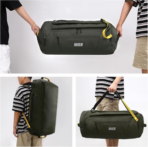 حقيبة ظهر MIER قابلة للطي للسفر وخفيفة الوزن وحقيبة كبيرة من القماش الخشن مع حجرة أحذية للسفر والتخييم والمشي لمسافات طويلة وعطلة نهاية الأسبوع للرجال والنساء ومقاومة للماء والتآكل، 60 لتر، أسود in Kuwait