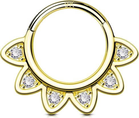OUFER Daith Piercing Jewelry, 9K Solid Gold Daith Earrings, 16G Opal Design Daith Hoop Earring, Helix Cartilage Septum Piercing Jewelry in Saudi Arabia