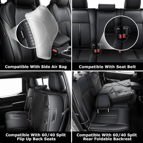 أغطية مقاعد جلدية مناسبة خصيصًا لسيارة Tacoma Gen 4th Double Cab لعام 2024 2025 - مغطاة بالكامل - تناسب مثل القفاز - تتضمن أغطية مسند ذراع وحدة التحكم المركزية - لملحقات تاكوما in Kuwait