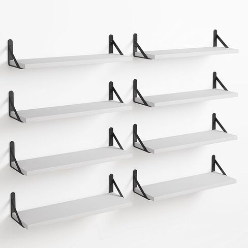 أرفف عائمة من Fixwal، عرض 4.7 بوصة، أرفف حائط خشبية ريفية، مجموعة مكونة من 8 قطع، ذهبي أسود، أرفف تخزين جدارية in Kuwait