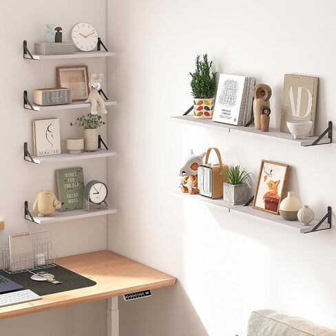 أرفف عائمة من Fixwal، عرض 4.7 بوصة، أرفف حائط خشبية ريفية، مجموعة مكونة من 8 قطع، ذهبي أسود، أرفف تخزين جدارية in Kuwait