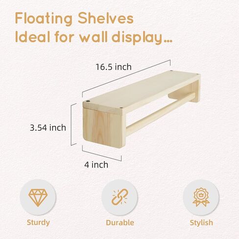 Nursery Book Shelves, Floating Shelves for Wall Set of 3, Wall-Mounted Bookshelves for Living Room and Nursery, Ideal for Books, Toys, Decor Display and Organization, 16.5 Inch in Saudi Arabia