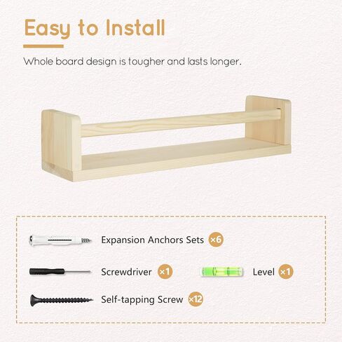 Nursery Book Shelves, Floating Shelves for Wall Set of 3, Wall-Mounted Bookshelves for Living Room and Nursery, Ideal for Books, Toys, Decor Display and Organization, 16.5 Inch in Saudi Arabia