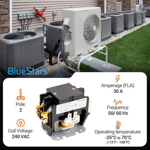 Ultra Durable 2 Pole Contactor 40 Amp 24VAC Coil by BlueStars - Compatible with Relays, Air Conditioner, Heat Pump, Refrigeration Systems in Saudi Arabia