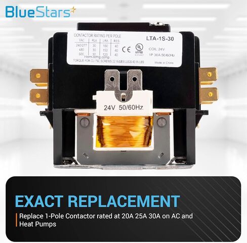 Ultra Durable 2 Pole Contactor 40 Amp 24VAC Coil by BlueStars - Compatible with Relays, Air Conditioner, Heat Pump, Refrigeration Systems in Saudi Arabia