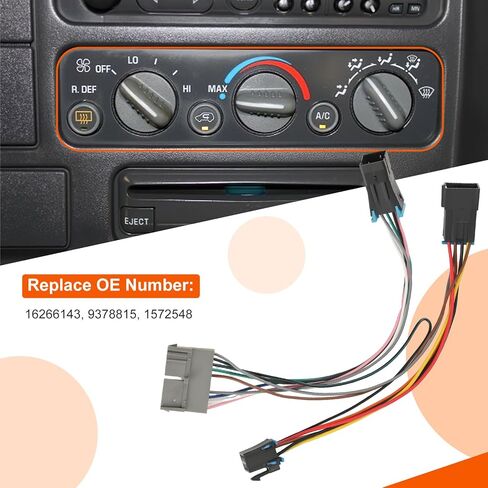 محول أسلاك محول التحكم في درجة حرارة مكيف الهواء مناسب لسيارة تشيفي سيلفرادو 1995 بدون خيار إزالة الصقيع الخلفي (تحويل وحدة 1996-1999 إلى مركبة 1995) OE 16233143 9378815 1572548 in Kuwait