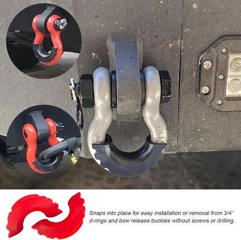 D Ring Shackle Isolators Washers Kit, Rubber Shackle Isolators with Washers Fits Standard 3/4" Shackles, Soft Shackle Isolators Protect Shackle & Bumper Reduce Rattling (Black) in Kuwait