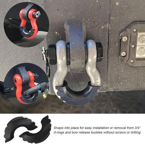 D Ring Shackle Isolators Washers Kit, Rubber Shackle Isolators with Washers Fits Standard 3/4" Shackles, Soft Shackle Isolators Protect Shackle & Bumper Reduce Rattling (Black) in Kuwait