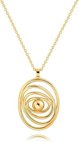 18k Gold Plated Ball Pendant Long Chain Necklace Dainty Personalized Handmade Layered Charm Spherical Sweater Necklace Glossy Minimalist Geometry Pendant 1.8mm Thin Cable Chain Necklace for Women 27" in Saudi Arabia