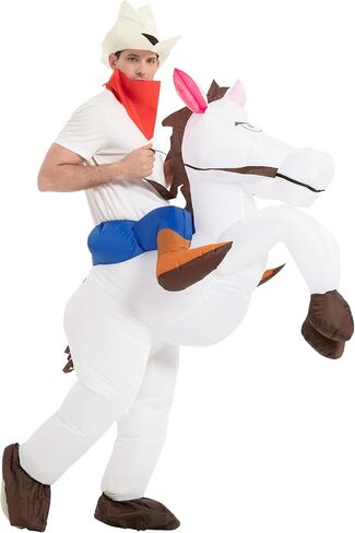 Inflatable Horse Costume Cowboy Rider Adult Size Halloween Party Outfit in Saudi Arabia