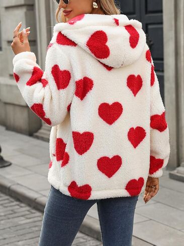 Womens Fleece Jacket Fall Winter Full Zip Sherpa Coat with Hood S-5XL in Saudi Arabia