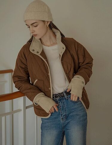 Faleave Women's Quilted Jacket Button Down Puffer Jacket Lightweight Coats Padded Outwear with Pockets in Kuwait