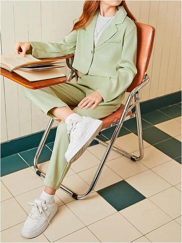 طقم بدلة وسروال قصير بأكمام طويلة وطية صدر السترة للفتيات من ميلوميا مكون من قطعتين in Saudi Arabia