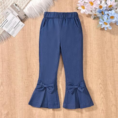 HINTINA Toddler Little Girl Fall Winter Clothes Knitted Sweatsuit Denims Bell Bottom Flared Pants Set in Kuwait