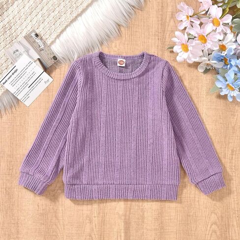 HINTINA Toddler Little Girl Fall Winter Clothes Knitted Sweatsuit Denims Bell Bottom Flared Pants Set in Kuwait