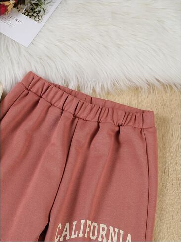 Girl's 2 Piece Outfits Letter Graphic Long Sleeve Sweatshirt Hoodie and Sweatpants Sweatsuits Sets in Saudi Arabia