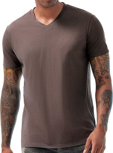 KLIEGOU Men's V Neck T Shirts - Casual Stylish Fitted Stretch Tees for Men in Kuwait