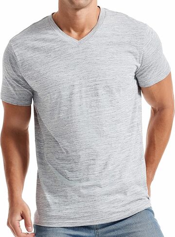 KLIEGOU Men's V Neck T Shirts - Casual Stylish Fitted Stretch Tees for Men in Kuwait