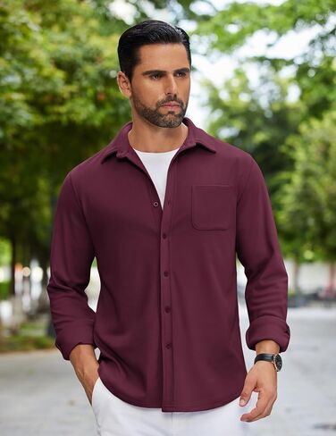COOFANDY Mens Flannel Shirts Long Sleeve Thermal Button Down Shirt Shacket Lightweight Jacket in Saudi Arabia